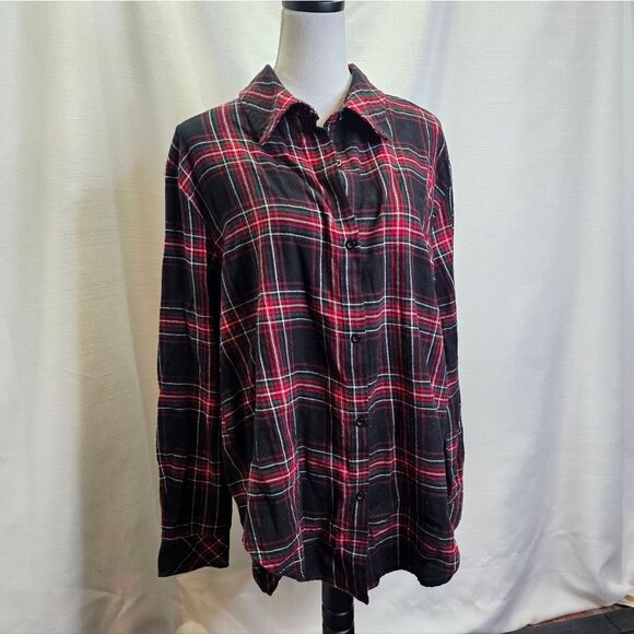 Francesca's Dianna Christmas Plaid Button Down Top Size XL - Picture 2 of 12